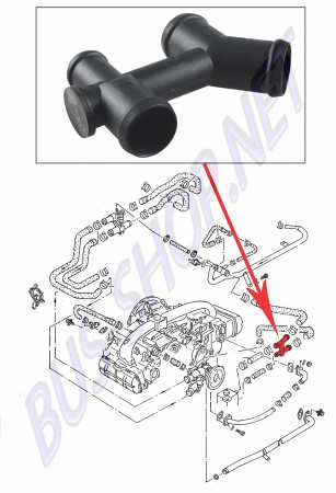 Répartiteur d'eau, VW Transporter T25, 025121438, WBX 1.9