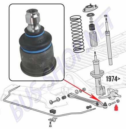 Rotule de Suspension VW Coccinelle 1303 Réparation 37,6 mm