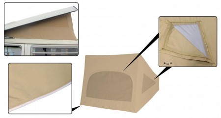 Toile de toit Westfalia 8/1967-7/1973 Beige avec 3 fenêtres 211817501 Sur www.bus-shop.net