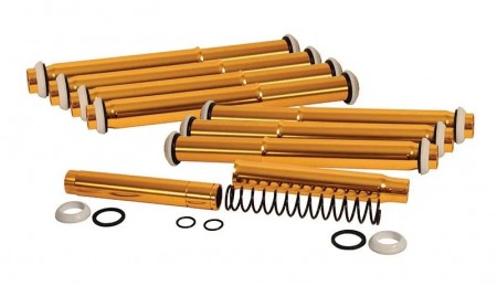 Tubes enveloppes SCAT - Réglables à Ressort, Aluminium Haute Performance, Joints d'Étanchéité O-Ring, Anodisés Dorés, Vendus en Ensemble (8 pièces)