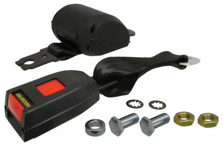 Ceinture de sécurité 2 points noire à enrouleur. homologuée 111857704DBLK Sur www.bus-shop.net