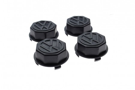 Bouchon de jante, capuchon de jante, Lemmerz GT, plastique noir, sigle VW, Volkswagen, Karmann, 5.1972, 111601171, 111 601 171