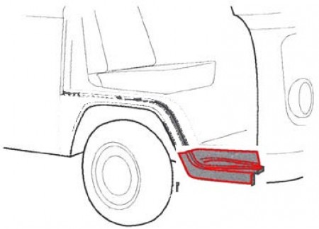 Marche-Pied d'Aile Avant Partie Avant - VW Combi Bay Window 1968-1972 (Côté Droit)