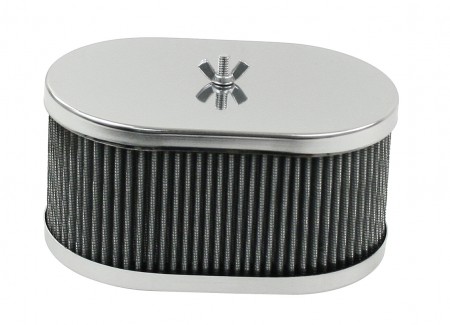 Filtre à air chromé ovale pour carburateur Weber 40/48 IDF & Dellorto 00-8714-0  Sur www.bus-shop.net