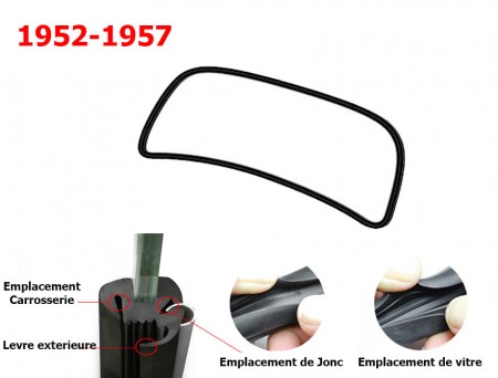 Joint de pare-brise pour Type 1 (1952-1957) avec emplacement pour Jonc Chrome Modèle Aluminium - Ref 111845121A