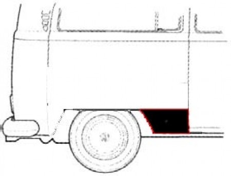 Tôle de Réparation sur Joue d'Aile Arrière Droite sans Nervure pour VW Combi T2 Bay Window