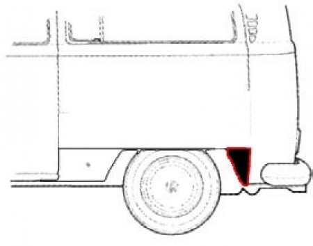 Bas d'aile arrière gauche derrière la roue Combi 68--->>72 211809529A Sur www.bus-shop.net