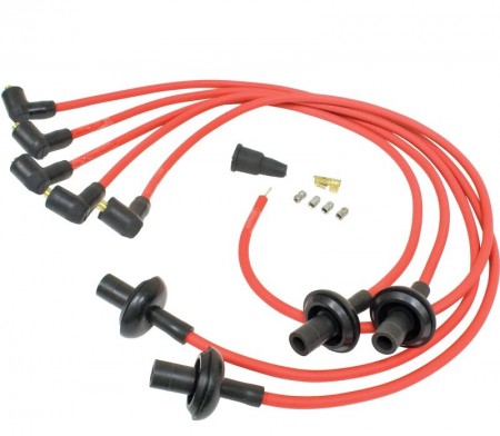 Ensemble de câbles d'allumage 90º Megavolt en rouge, silicone 8mm, adapté aux Cox & Combi avec moteur Type 1