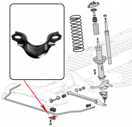 Bride Collier de Silentbloc Avant pour Barre Stabilisatrice - VW Coccinelle 1302 & 1303 - Référence 133411333