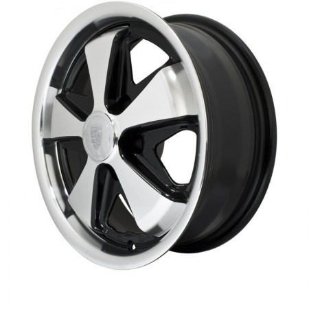 Jante FUCHS, Volkswagen Combi, Noir Brillant, Aluminium Poli, 15 pouces, 5 Trous 5x112, Déport de 57 mm, Finition de qualité, Stabilité améliorée.