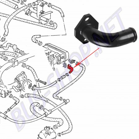 Pipe d'eau sur culasse droite VW Transporteur 1.9 / 2.1 (1982-1992)