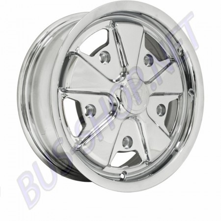 Jante Style 911, Aluminium Chromé, 15 Pouces, 5 Trous, 5x205, VW 181, Karmann Ghia, Transporter T1 et T2, Coccinelle, Type 3, 1011110, 10-1111-0.