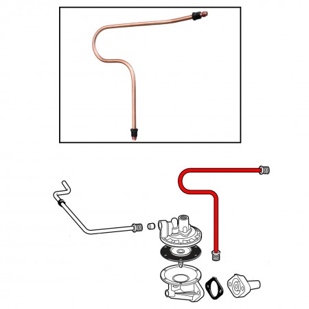Tuyau d'Essence en Cuivre de la Pompe à Essence vers le Carburateur pour Volkswagen Modèles 25cv, Raccord Banjo de 8mm - Référence 111127511