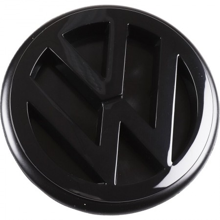 Sigle "VW" de calandre Noir 125 mm Transporter 88-92, Référence produit 251853601C, VW Transporter T25 / T3, Caravelle, Diamètre 125 mm, Sigle noir.