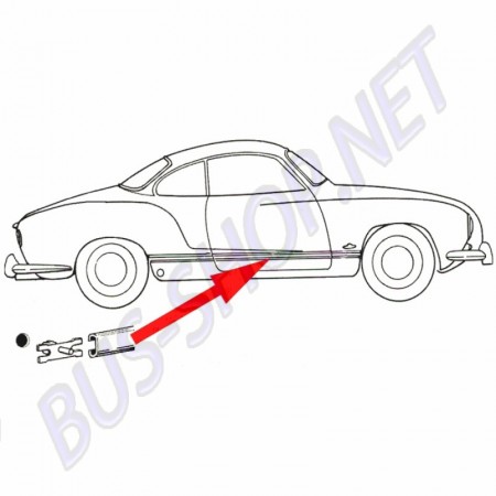 Baguettes Karmann Ghia, aluminium chromé, kit 12 pièces, 143898110GHI
