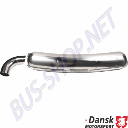 Échappement sport avec tuyau de sortie unique de Ø84 mm en acier inoxydable poli pour moteur 2.7 L et 3.0 L Porsche 911/930 de 01/63 à 11/90 (Modèle Loose). Homologué TÜV/EEC. Référence : 1620606500, 92502SL.