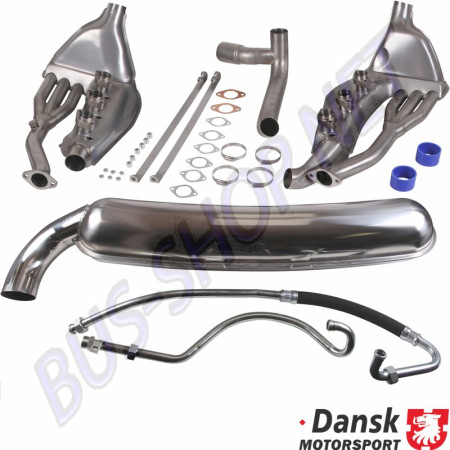 Ensemble d'échappement sport comprenant une sortie de Ø84 mm et un échangeur de chaleur de Ø41 mm, style OEM, pour Porsche 911/930 3.2 (01/63-08/89). Référence : 1620802210, 92.299S.