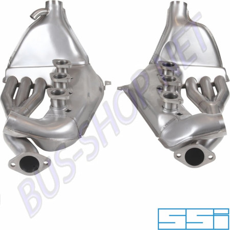 Kit ensemble échangeur de chaleur en acier inoxydable SSI pour PORSCHE 911/930 - Gauche/Droite - Ø41 mm. Référence : 1623105610, 91.911SSI41. Matériau : Acier inoxydable. Dimensions du noyau : longueur 370 mm, largeur 750 mm, profondeur 470 mm. Convient a