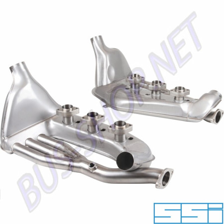 Ensemble d'échangeur de chaleur en acier inoxydable SSI Ø41 mm pour PORSCHE 911/930 - Gauche/Droite. Référence : 1623106810, 91.917SSI41. Matériau : Acier inoxydable. Convient aux modèles PORSCHE 911/930 fabriqués entre janvier 1963 et novembre 1990.