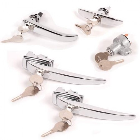 Kit poignées extérieures T2 12/60-->07/63 avec 2 clés identiques  211898205B Sur www.bus-shop.net