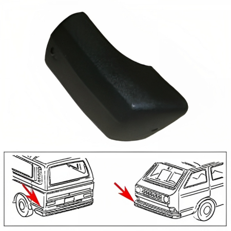 Embout de pare-choc 251807124A pour Volkswagen Transporter 1980-1992, côté passager avant et côté conducteur arrière. Références : 251807124A, 251 807 124 A