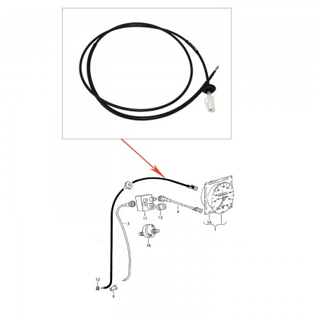 Câble de compteur, modèle à enfoncer, VW Transporter T3, 2240 mm, 2 240 mm, LHD, 07/81-07/92, 251957803E, 251 957 803 E