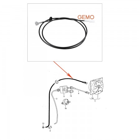 Câble de compteur, modèle à enfoncer, VW Transporter T3 Syncro, 2450 mm, 2 450 mm, 08/85-07/92, 251957809J, 251 957 809 J