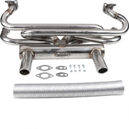 Système d'échappement en acier inoxydable, embouts chromés, tube de 1 3/8", performances améliorées, sorties d'ajourage, brides épaisses de 3/8", acier inoxydable 304, tuyau flexible en aluminium, joints de rehausse, matériel de fixation, boîtes de chauff
