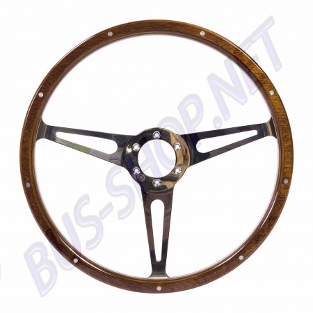 Volant SSP en bois acajou 380mm avec branches polies et tulipées 5cm AC400110 Sur www.bus-shop.net