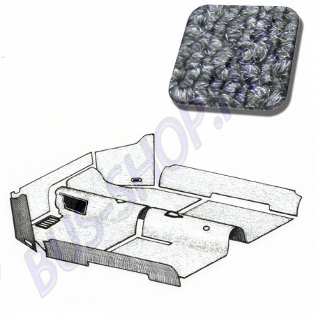 Kit Moquette, Gris Anthracite, 34-F1318-407, Volkswagen, Coccinelle Cabriolet 1, 08.55-07.68, BS21050, Moquette Bouclée, Repose-Pieds, Siège à Fixation, Dômes Centraux