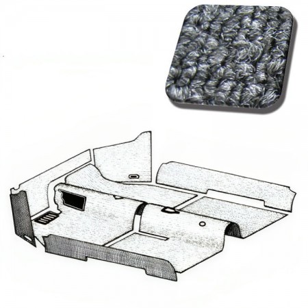 Kit Moquette, Gris Anthracite, 34-F1320-407, Volkswagen, Coccinelle Cabriolet 1302, 08/70-07/72, BS21050, Moquette Bouclée, Repose-Pieds, Siège à Fixation, Dômes Centraux