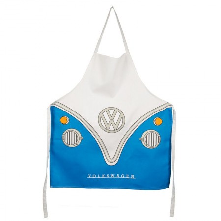 Tablier de cuisine, coton, Volkswagen Van VW T1, bleu, accessoire culinaire, design classique. Code de produit: KITC136.