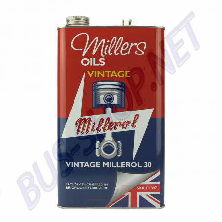 Millers Vintage Millerol 30W, huile moteur classique, huile non-détergente, protection véhicule ancien.