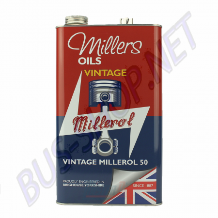 Millers Vintage Millerol 50W, huile moteur classique, huile non-détergente, protection véhicule ancien.
