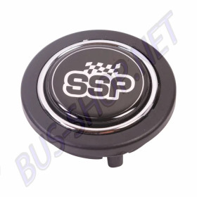 Bouton de Klaxon SSP en Plastique Noir avec Anneau Chromé, pour Volants 6 Boulons, Coccinelle, T25/T3, Karmann Ghia