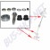 Kit réparation levier de vitesse, VW Transporter T25, axe de fixation, bague anti-vibration, bague de maintien, écrou de fixation, rondelle, référence 251798116.